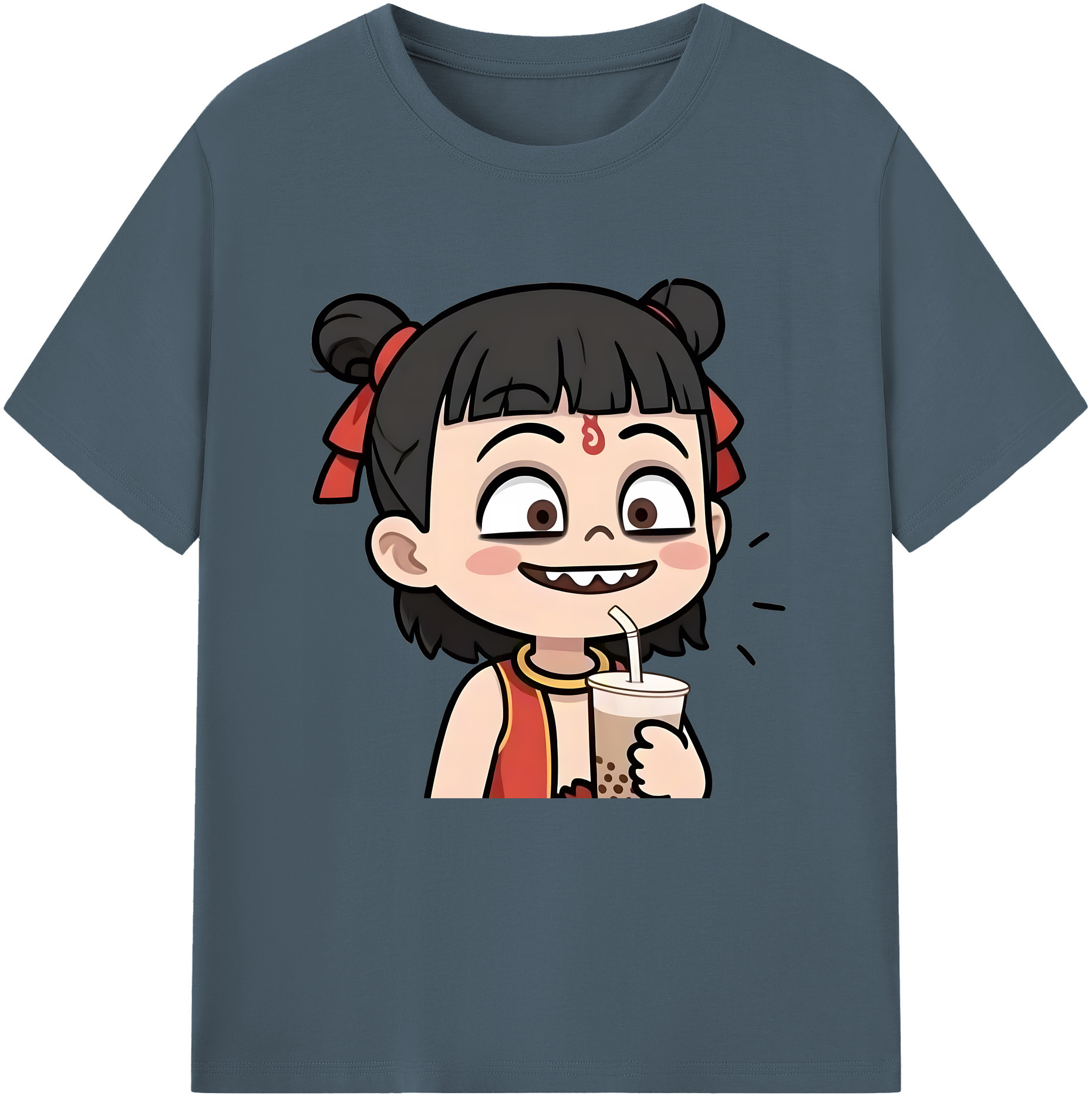 （画像用） Ne Zha 2 ナタ 魔童の大暴れ 綿100％半袖Tシャツ（フロントプリント）